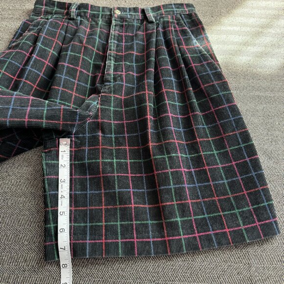 Corduroy Vintage Shorts Wide Leg 28W Plaid - Picture 7 of 13